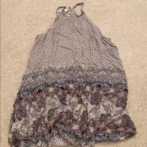 Blue and cream patterned dress